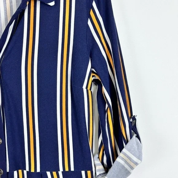 Women's 3/4 Sleeve Striped Travel Dress - Picture 4 of 9